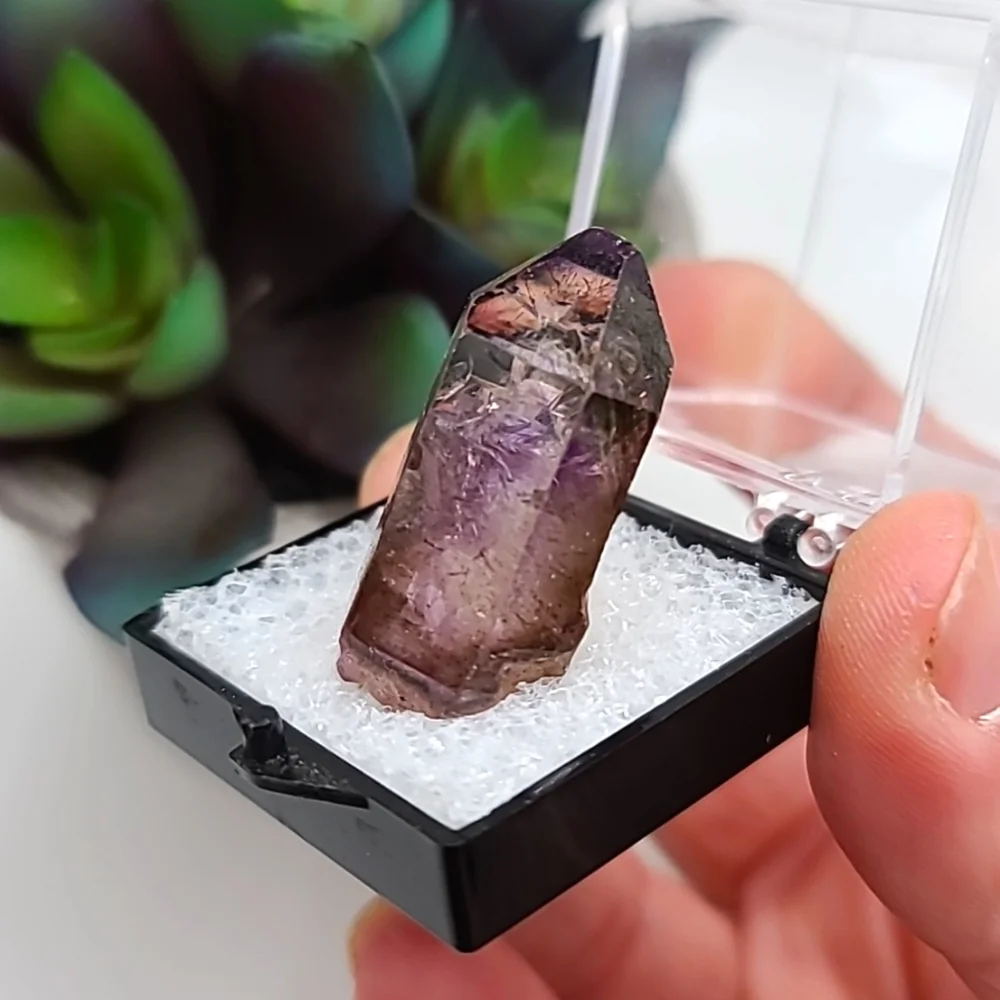 CLEARANCE Amethyst & Smoky Quartz Mineral Thumbnail Specimen from Zimbabwe